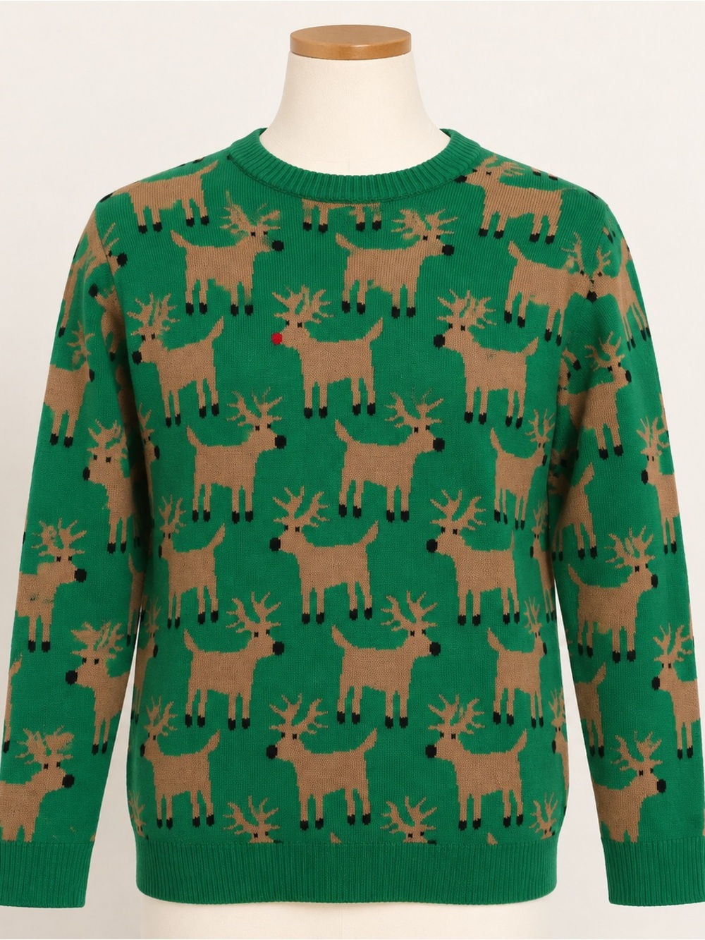 Alex Stevens Rudolph Reindeer Ugly Christmas Sweater Green Men’s M